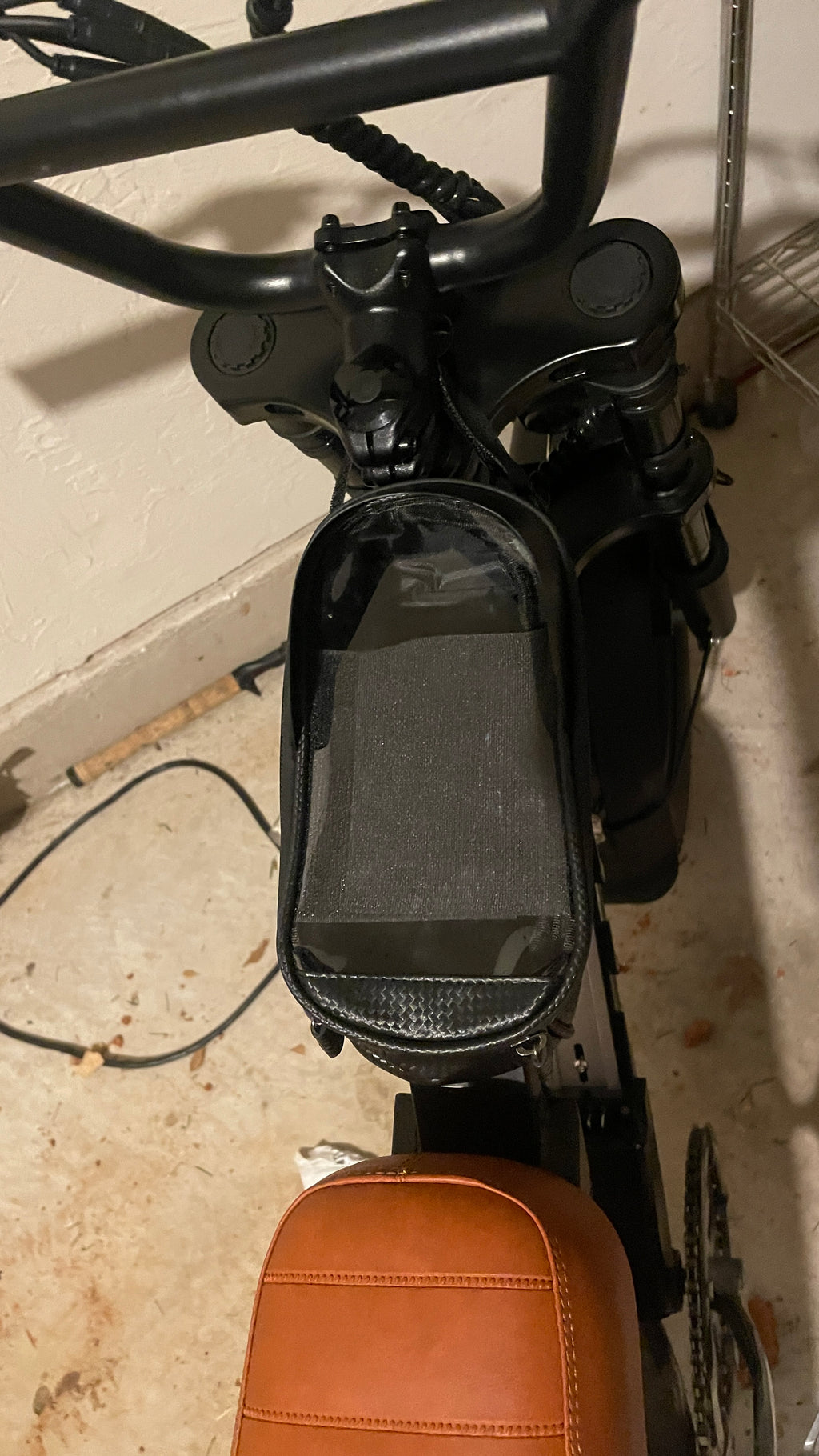 Black bike front frame bag