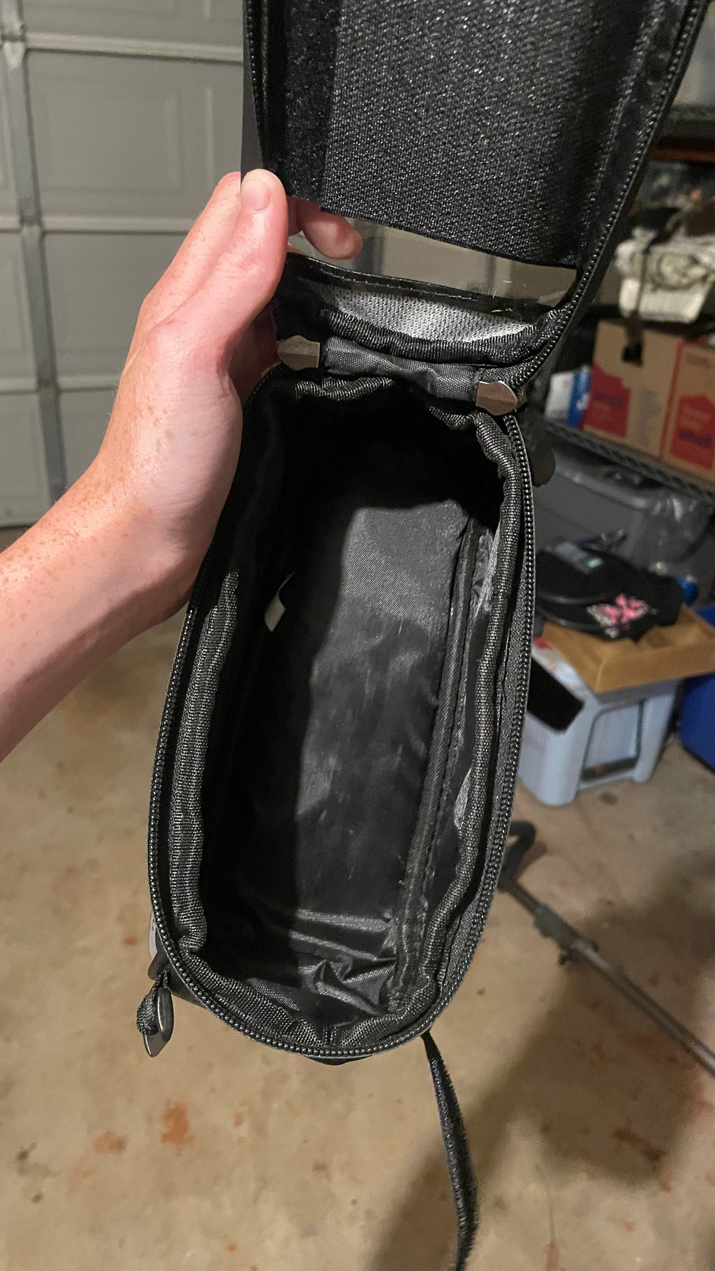 Black bike front frame bag